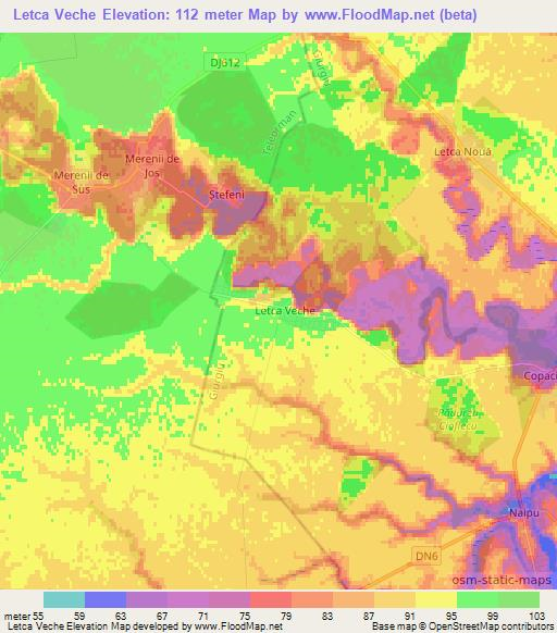 Letca Veche,Romania Elevation Map