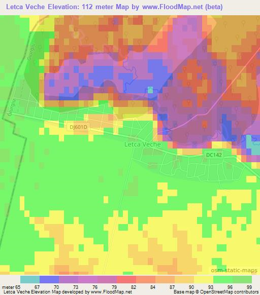 Letca Veche,Romania Elevation Map