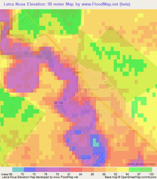 Letca Noua,Romania Elevation Map