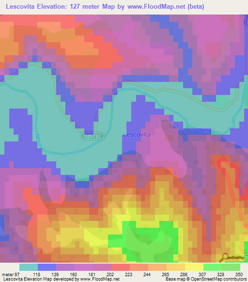 Lescovita,Romania Elevation Map