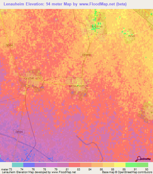Lenauheim,Romania Elevation Map