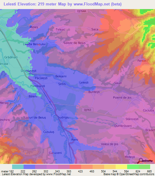 Lelesti,Romania Elevation Map