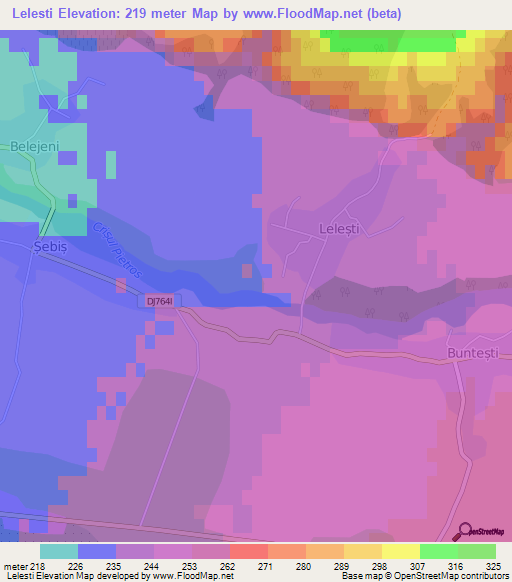 Lelesti,Romania Elevation Map