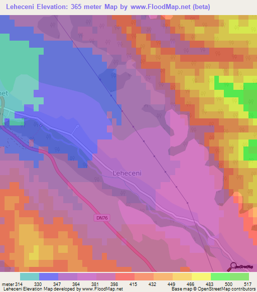 Leheceni,Romania Elevation Map