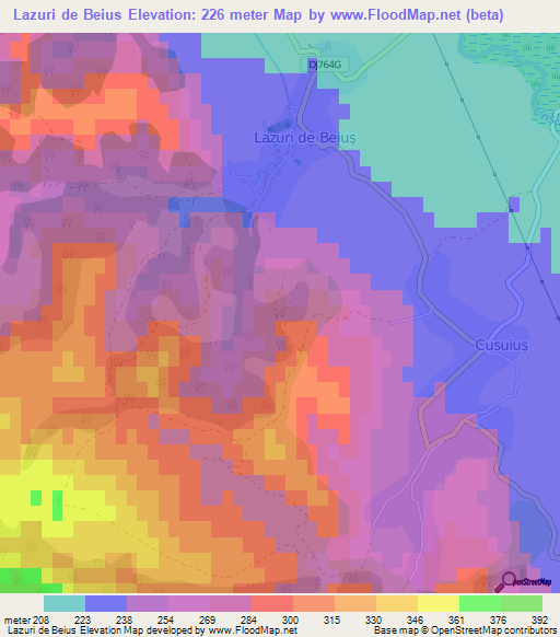 Lazuri de Beius,Romania Elevation Map