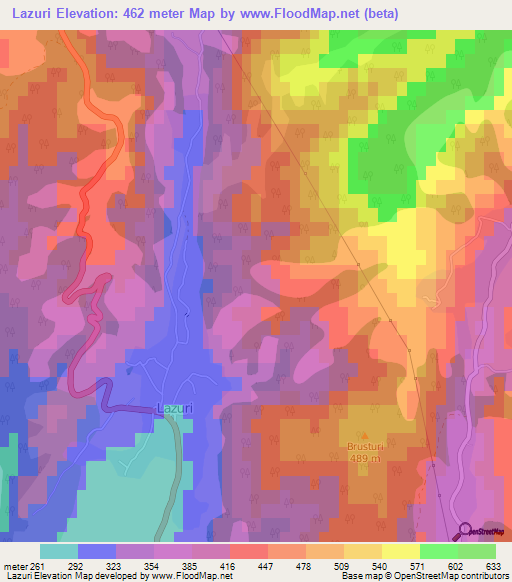 Lazuri,Romania Elevation Map