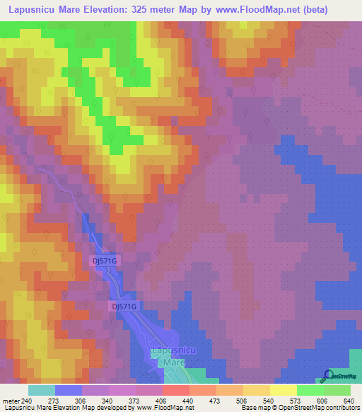 Lapusnicu Mare,Romania Elevation Map