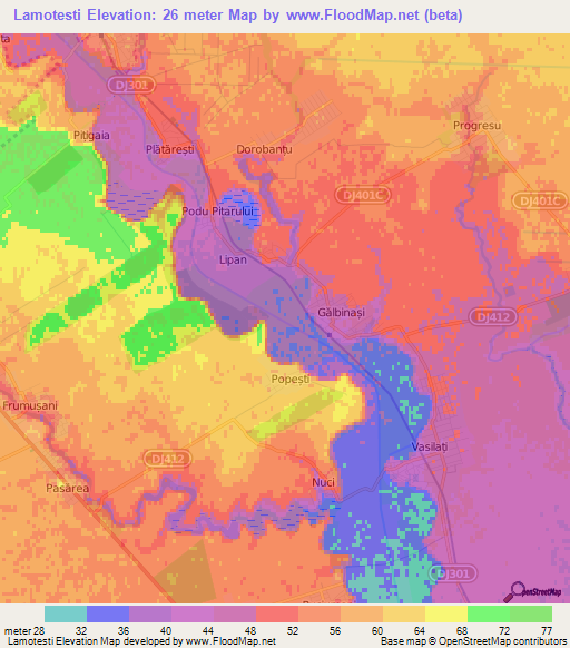 Lamotesti,Romania Elevation Map