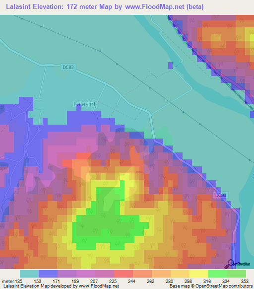 Lalasint,Romania Elevation Map