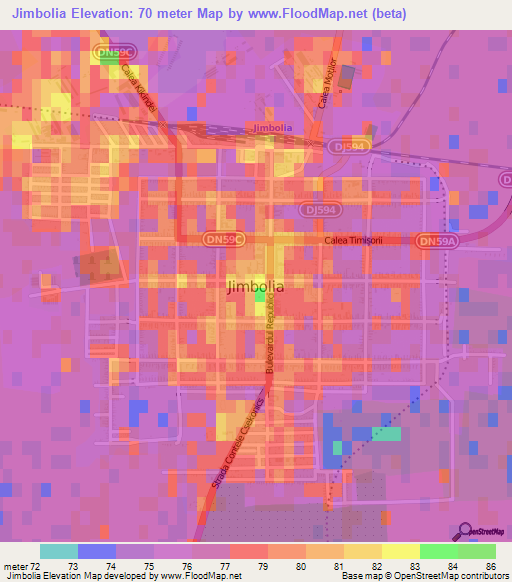 Jimbolia,Romania Elevation Map