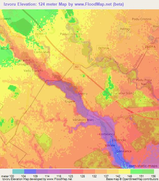 Izvoru,Romania Elevation Map