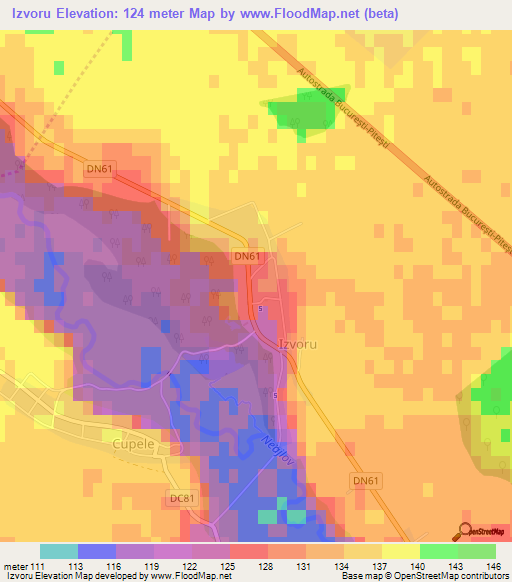 Izvoru,Romania Elevation Map