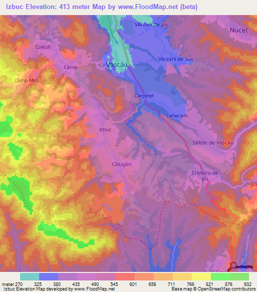 Izbuc,Romania Elevation Map