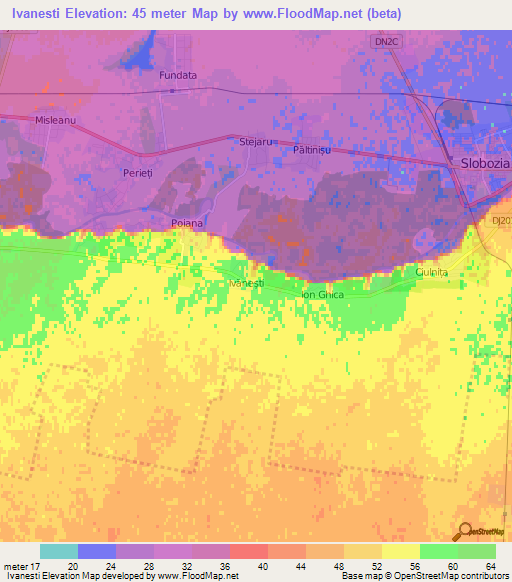 Ivanesti,Romania Elevation Map