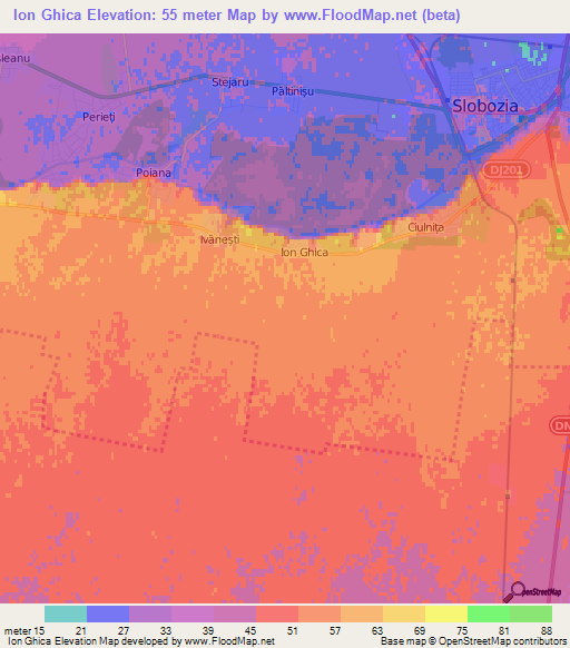 Ion Ghica,Romania Elevation Map