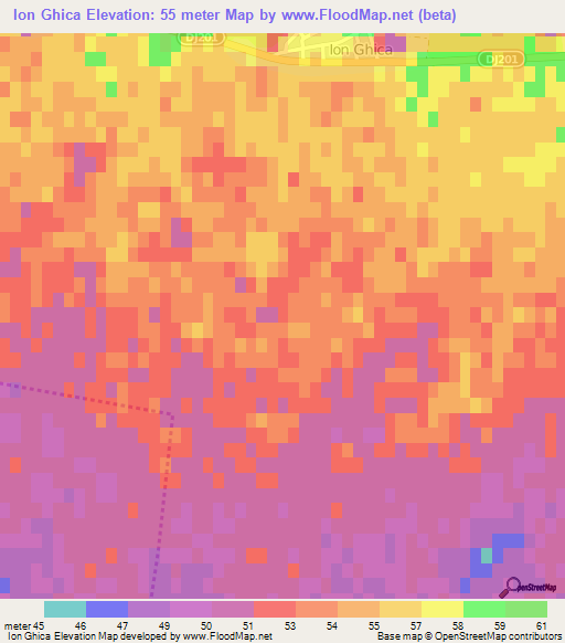 Ion Ghica,Romania Elevation Map