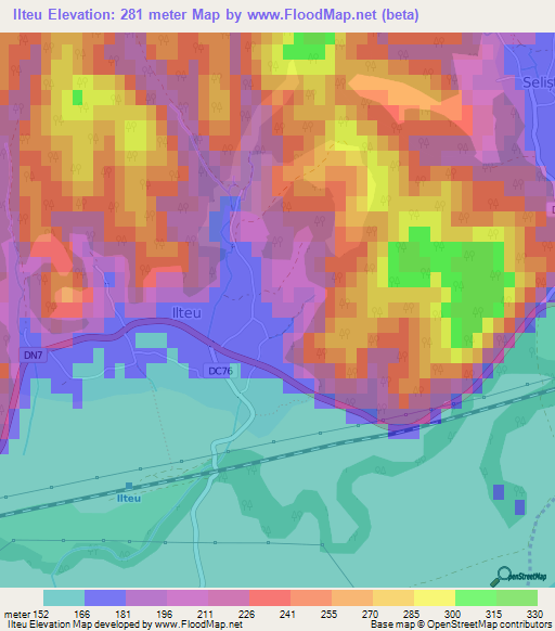 Ilteu,Romania Elevation Map