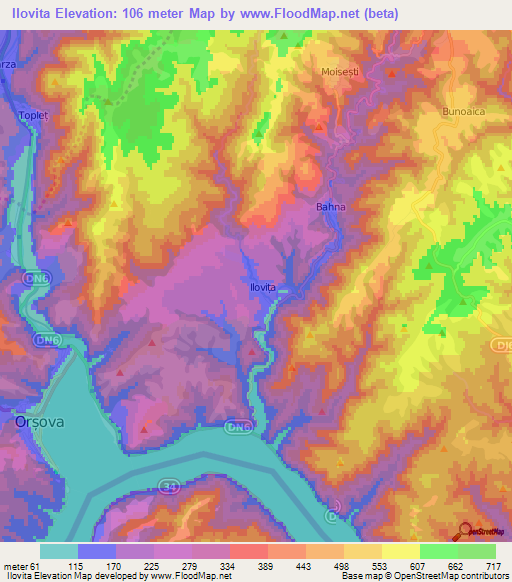 Ilovita,Romania Elevation Map