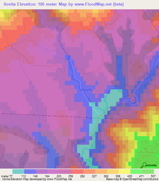 Ilovita,Romania Elevation Map