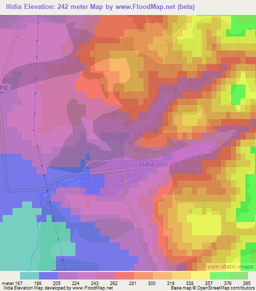 Ilidia,Romania Elevation Map