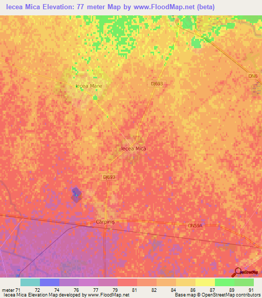 Iecea Mica,Romania Elevation Map