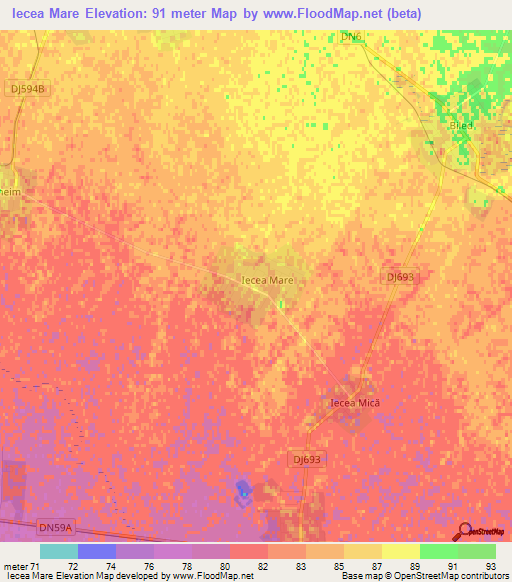 Iecea Mare,Romania Elevation Map