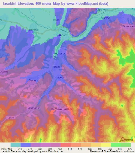 Iacobini,Romania Elevation Map