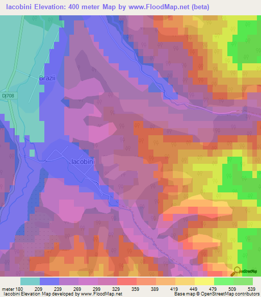 Iacobini,Romania Elevation Map