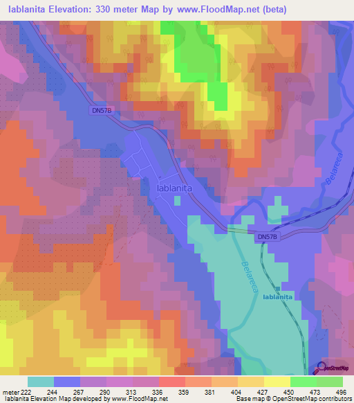 Iablanita,Romania Elevation Map