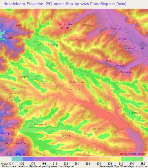 Husnicioara,Romania Elevation Map