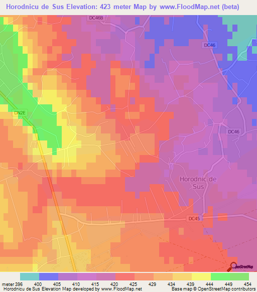 Horodnicu de Sus,Romania Elevation Map