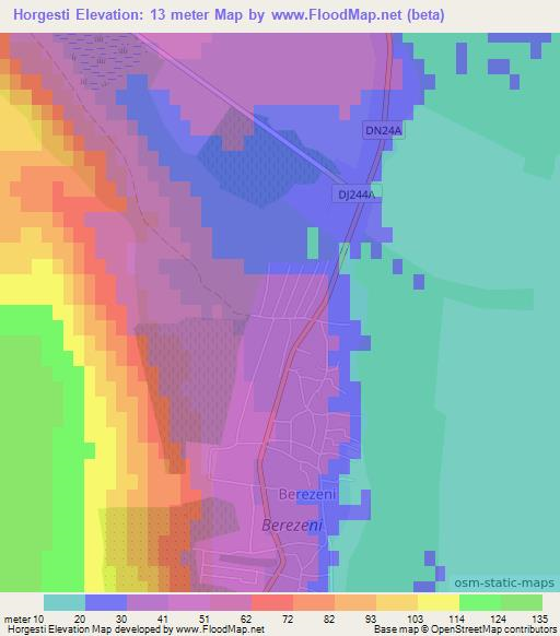 Horgesti,Romania Elevation Map