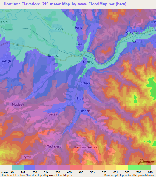 Hontisor,Romania Elevation Map