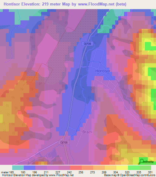 Hontisor,Romania Elevation Map