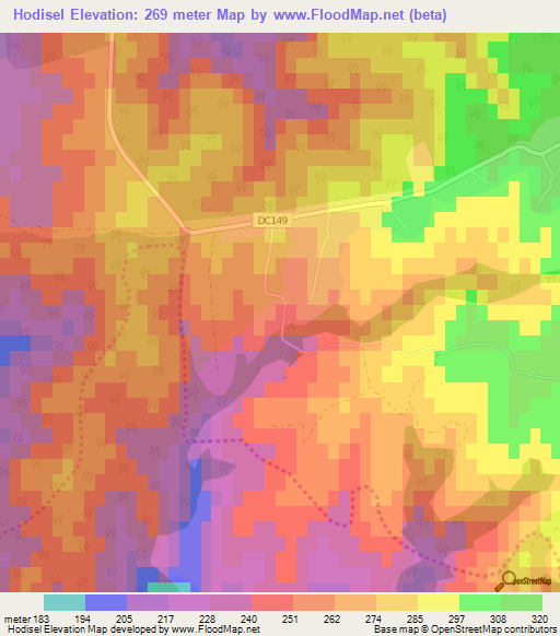 Hodisel,Romania Elevation Map