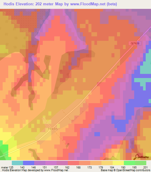 Hodis,Romania Elevation Map