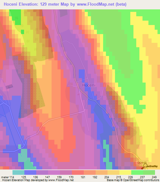 Hoceni,Romania Elevation Map