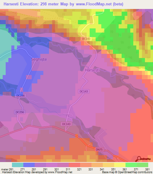 Harsesti,Romania Elevation Map