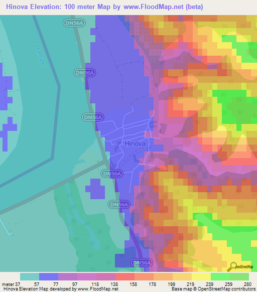 Hinova,Romania Elevation Map