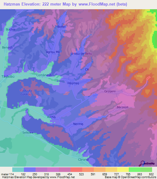 Hatzmas,Romania Elevation Map