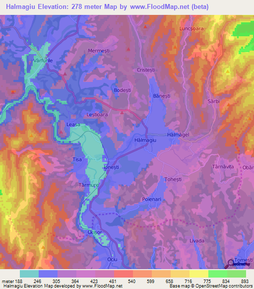 Halmagiu,Romania Elevation Map