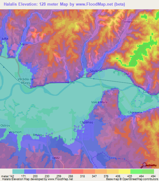 Halalis,Romania Elevation Map