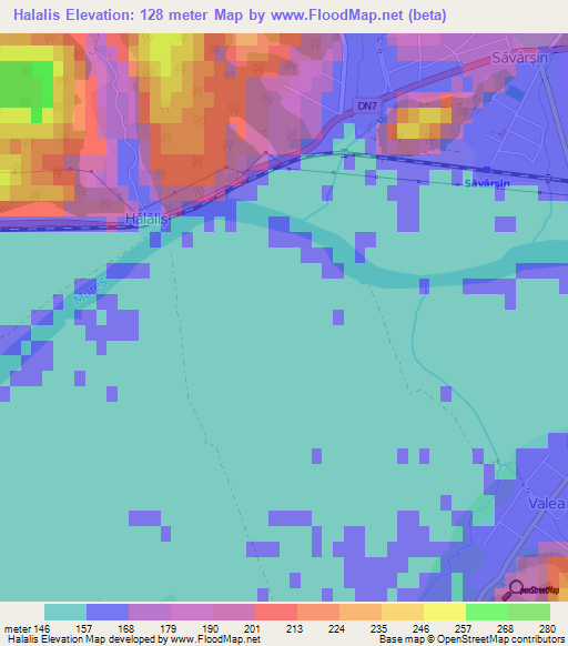 Halalis,Romania Elevation Map