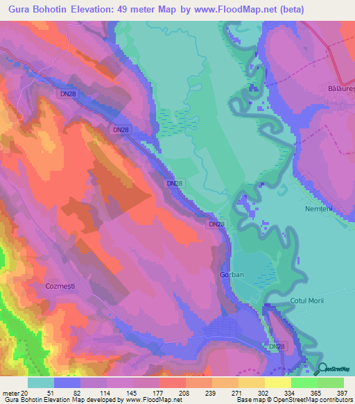 Gura Bohotin,Romania Elevation Map