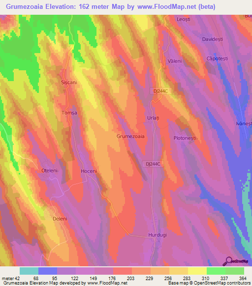 Grumezoaia,Romania Elevation Map