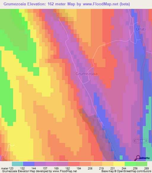 Grumezoaia,Romania Elevation Map