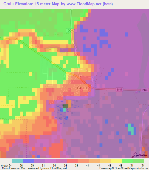 Gruiu,Romania Elevation Map