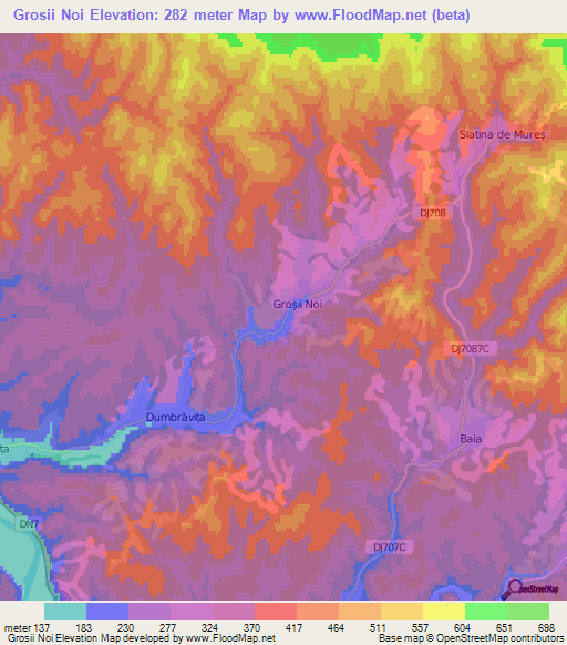 Grosii Noi,Romania Elevation Map