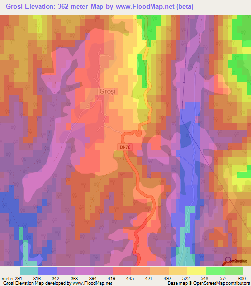 Grosi,Romania Elevation Map