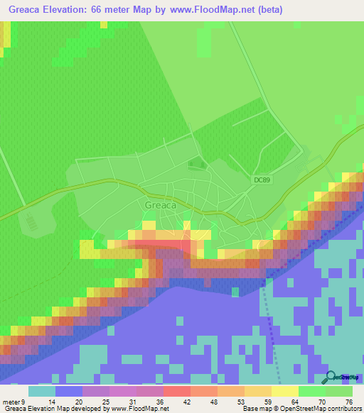 Greaca,Romania Elevation Map